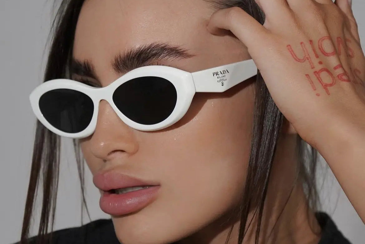 Prada 17K-08Z WHITE/DARK GREY Sunglasses  oversized square frame