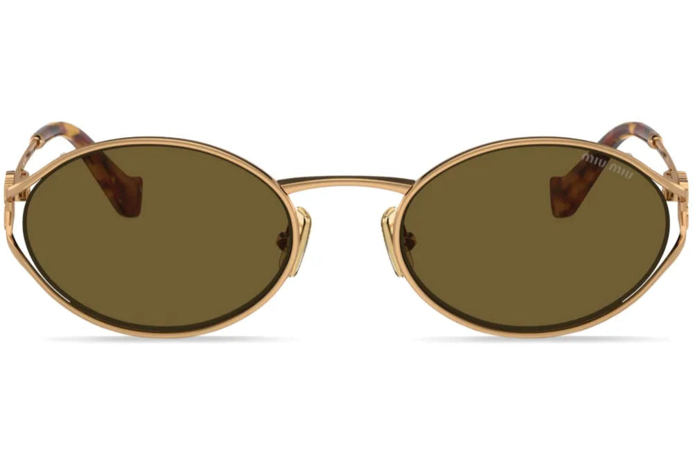 MIU MIU MU52YS 70E01T 54 Metal Oval Gold SUNGLASSES
