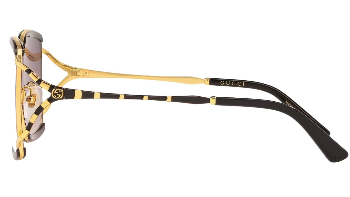 Gucci GG0593SK Black Gold Women's Grey Lenses Sunglasses - ModaBlvck