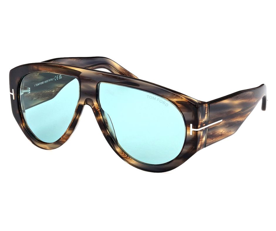 Tom Ford BRONSON FT 1044 Striped Brown/Blue 56V Sunglasses New