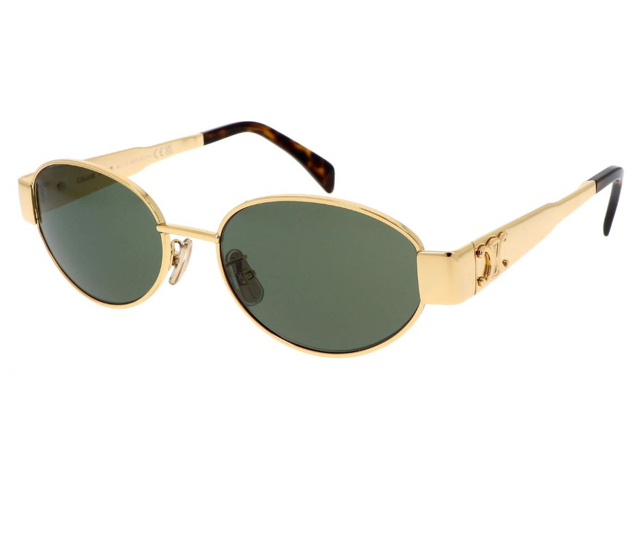 Celine CL40235U Triomphe Metal Gold Green – ModaBlvck