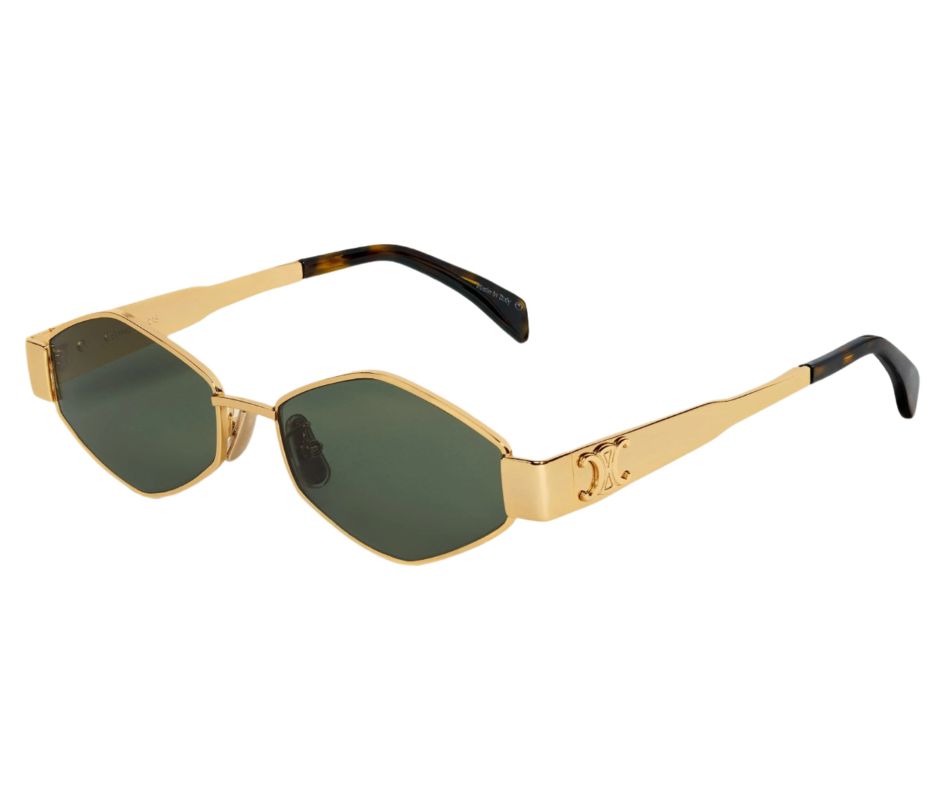 Celine CL40254U 30N Triomphe Metal Gold Geometric Green – ModaBlvck