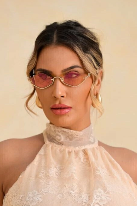 GUCCI GG1604S 004 Gold Semi Rimless Cat Eye Sunglasses Women