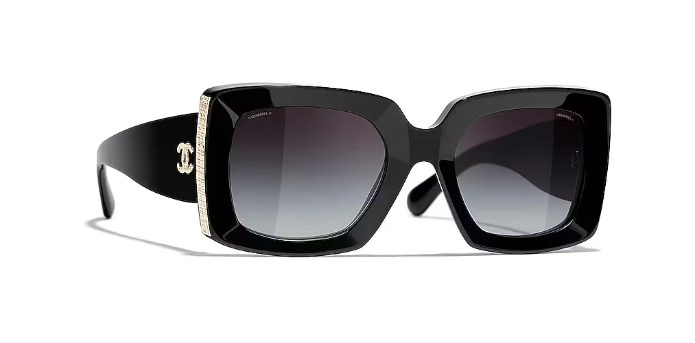 Buy CHANEL Sunglasses New Black Light Dark Grey Gradient