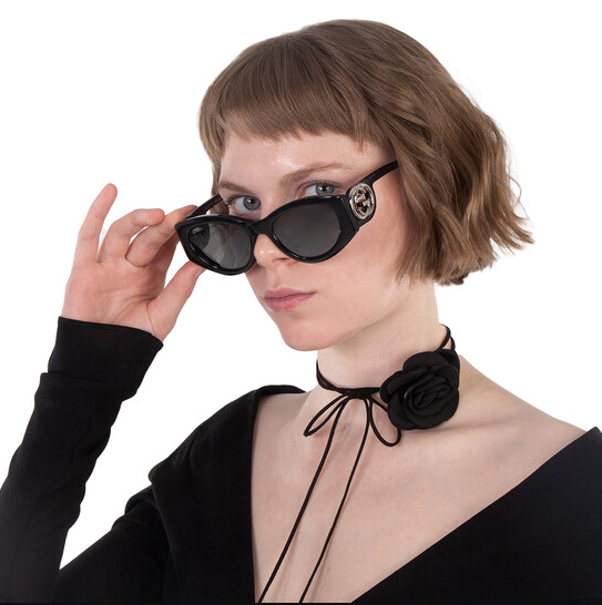 Gucci GG1691S 001 Women's Black/Grey Cat-Eye Sunglasses 54mm