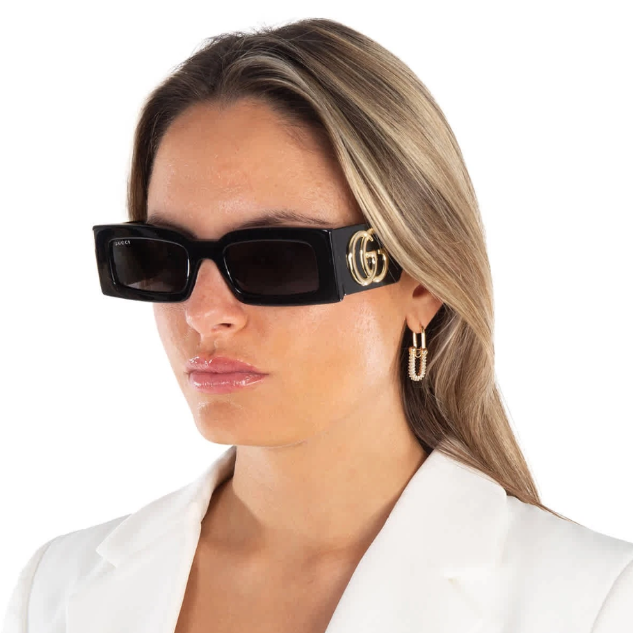 GUCCI GG1425S 001 Black Grey Women's 53 mm Medium Sunglasses