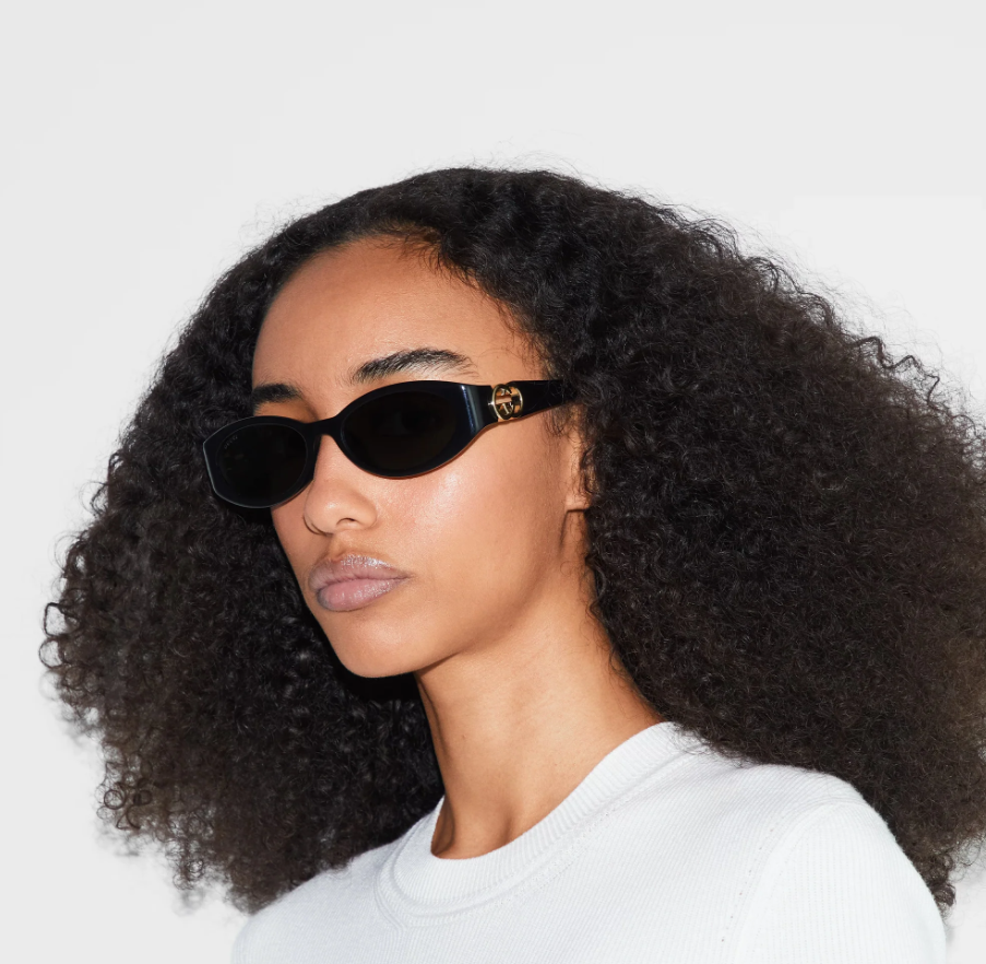 GUCCI GG1660S 001 Black Gold Grey Rectangle Unisex Sunglasses AUTHENTIC