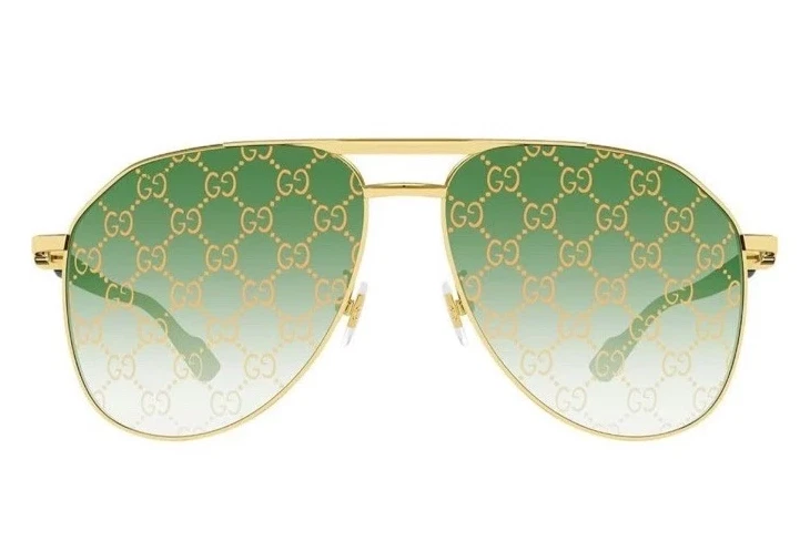 Gucci GG1220S-004 Gold & Black Marble / Green Gradient Sunglasses