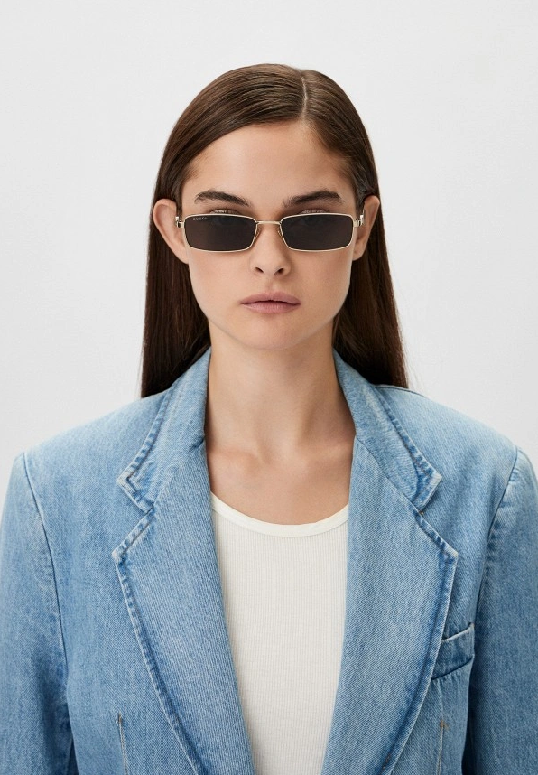 GUCCI GG1600S 001 Gold Grey Unisex Large 56mm Sunglasses