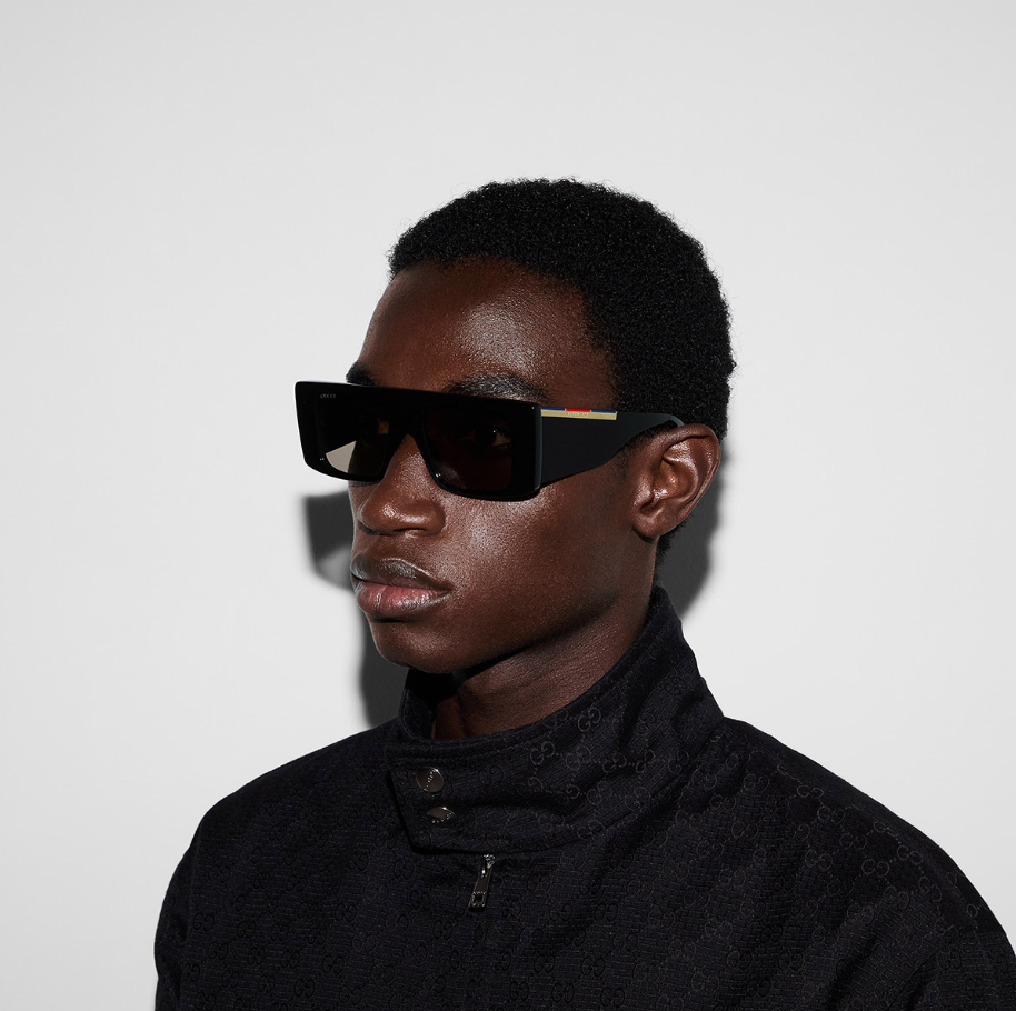 Gucci GG1888S 001 Sunglasses Men's Black/Brown Lenses Rectangle Shape 50mm