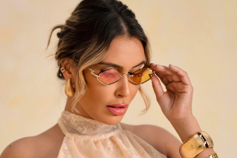 Buy GUCCI GG1604S 004 Gold Semi Rimless Cat Eye Sunglasses  display picture 2