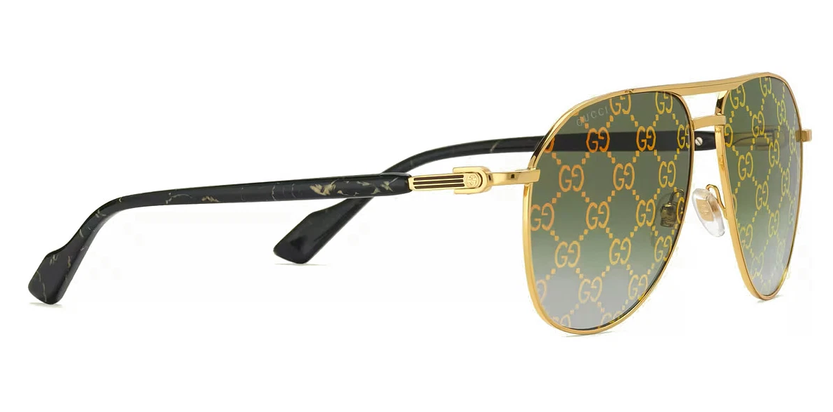Gucci GG1220S-004 Gold & Black Marble / Green Gradient Sunglasses