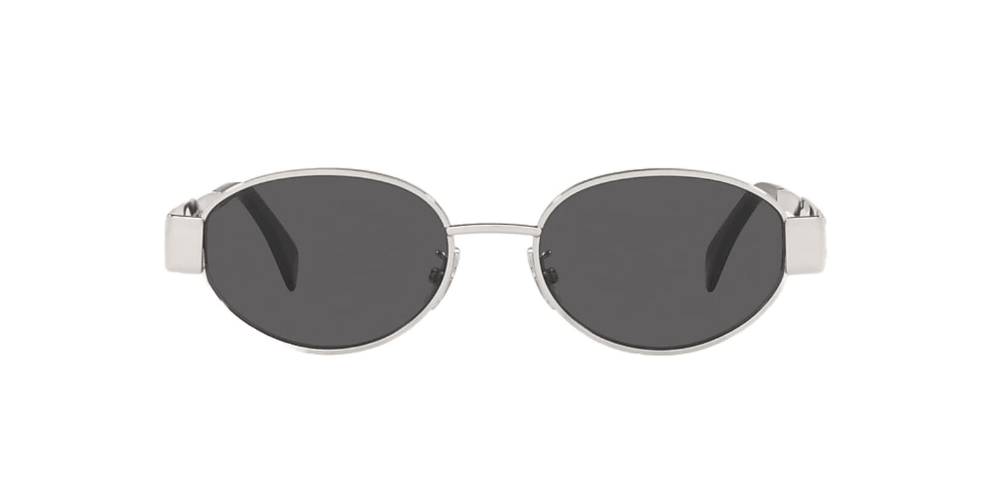 Celine CL40235U 16A Triomphe Metal Sunglasses Silver Frame Grey Lens Authentic - ModaBlvck