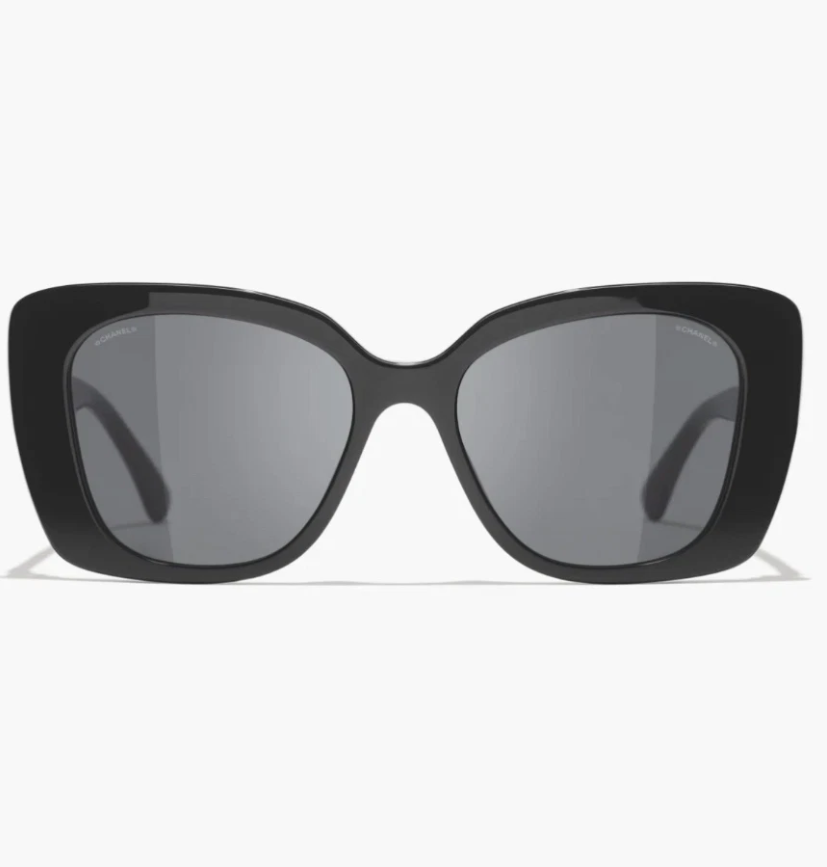 Authentic CHANEL CH5422B Women's Sunglasses, Black / White with Strass