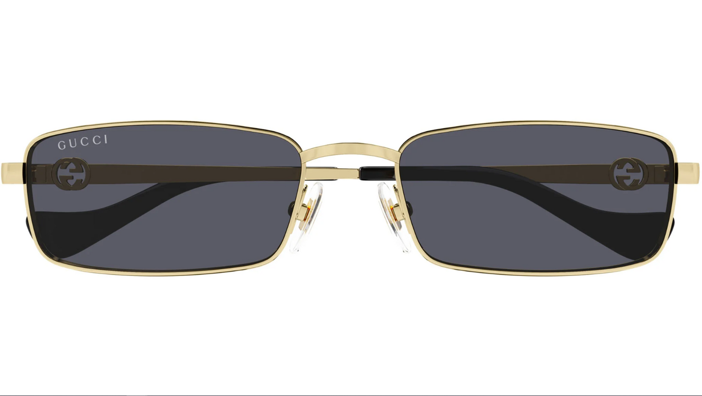 GUCCI GG1600S 001 Gold Grey Unisex Large 56mm Sunglasses