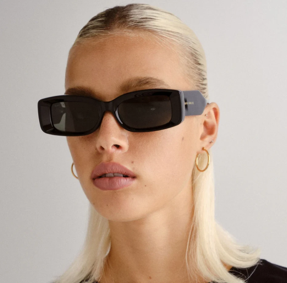 Gucci Faceted Rectangular Sunglasses GG1528S 001 Black 53mm