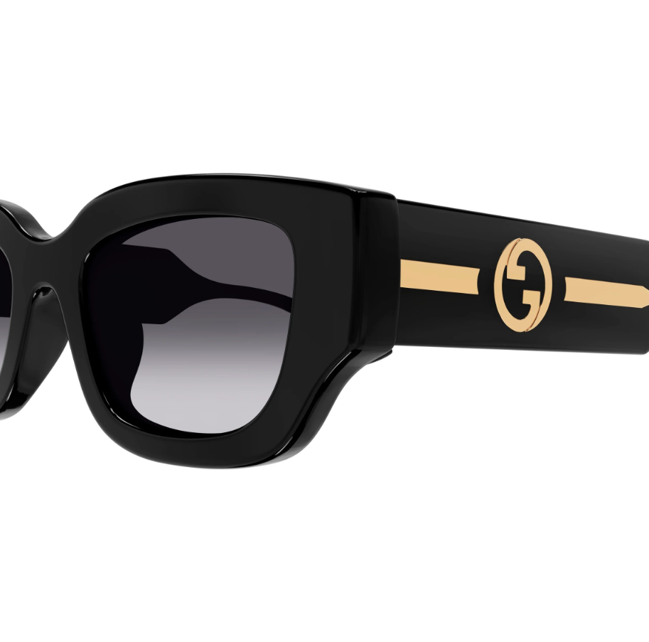 GUCCI G1558SK 001 Emblem Black Grey 51 mm Women's Sunglasses