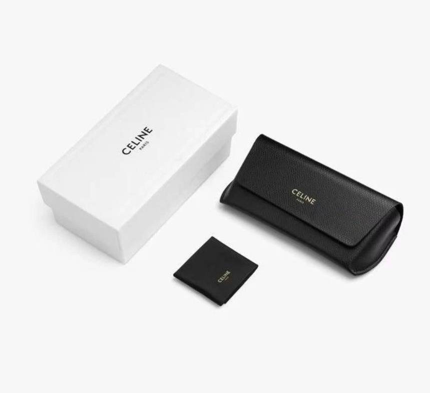 Celine CL40254U 28A 54mm Rectangle Rose Gold Sunglasses with Gray Brown Lens