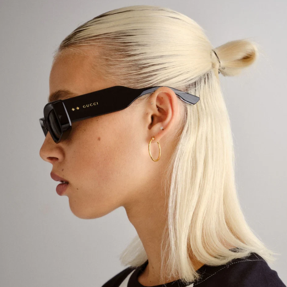 Gucci Faceted Rectangular Sunglasses GG1528S 001 Black 53mm