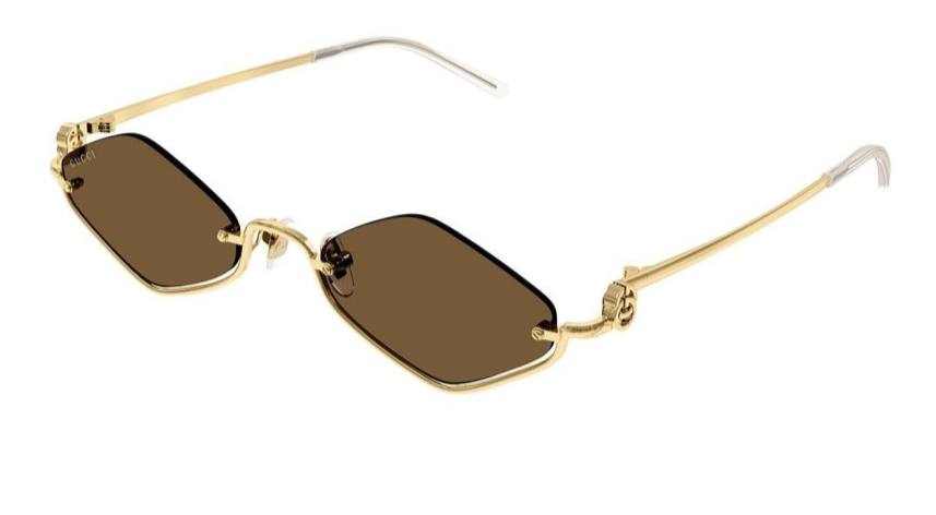 GUCCI GG1604S 002 Gold Brown Lens Rimless Women Sunglasses