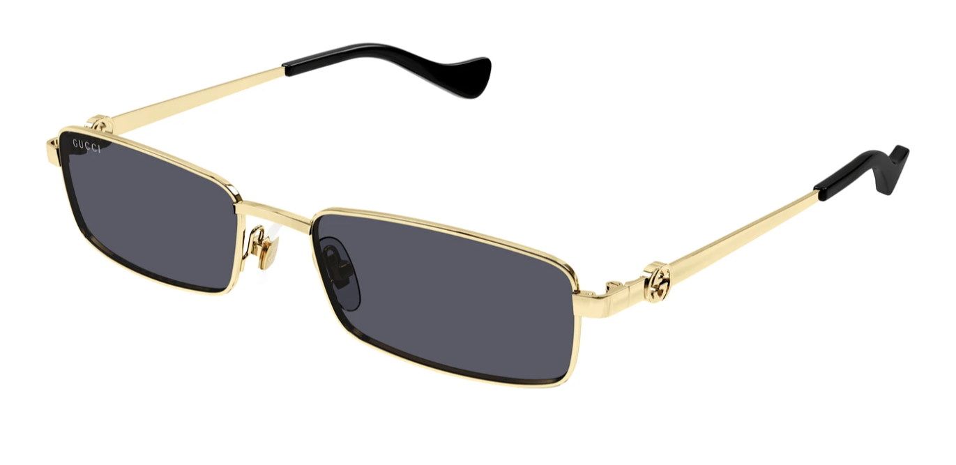 GUCCI GG1600S 001 Gold Grey Unisex Large 56mm Sunglasses