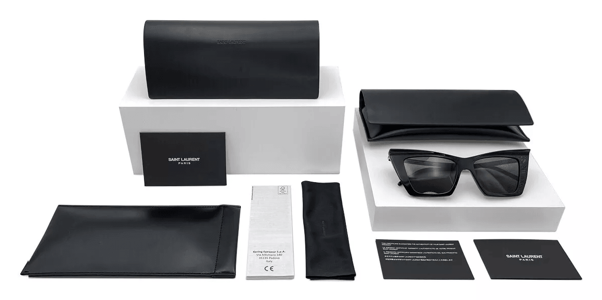 Saint Laurent SL M95/F 001 Black Gold Dark Grey Lenses Sunglasses - ModaBlvck
