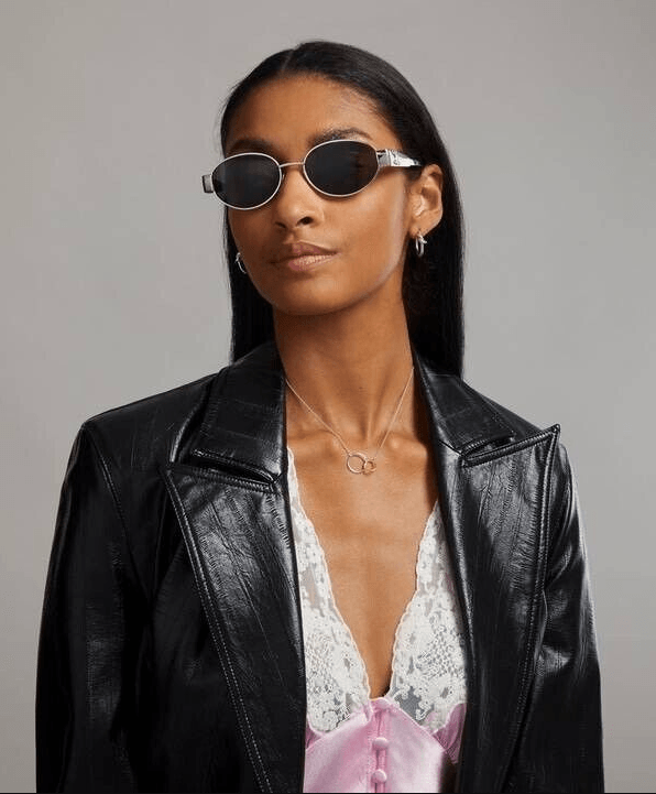 Celine CL40235U 16A Triomphe Metal Sunglasses Silver Frame Grey Lens Authentic - ModaBlvck