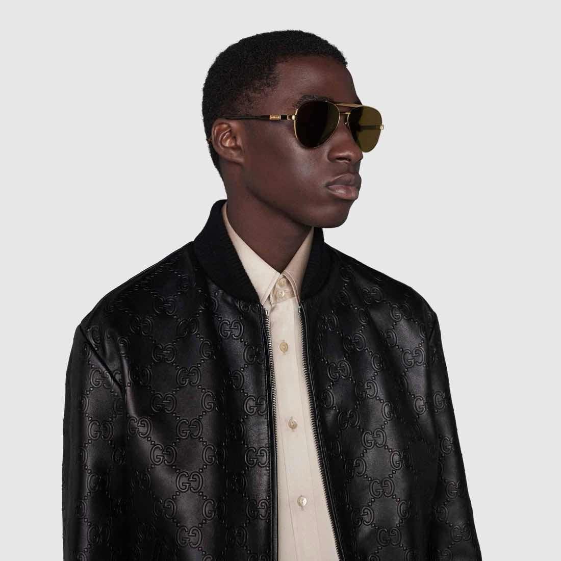 Gucci GG1163S 001 Gold-Havana/Grey Sunglasses - ModaBlvck