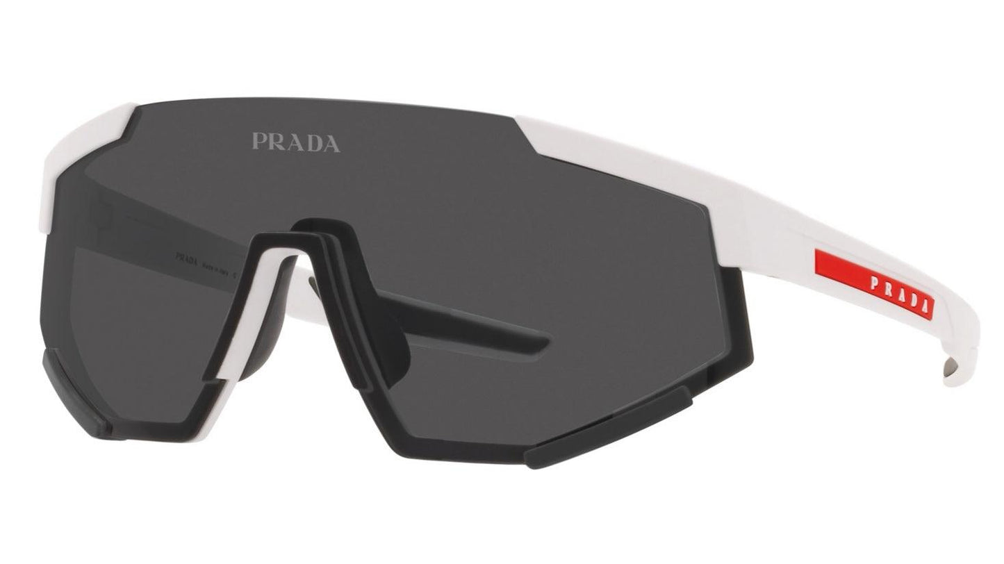 Prada PS04WS White Linea Rossa Shield Visor Sunglasses - ModaBlvck