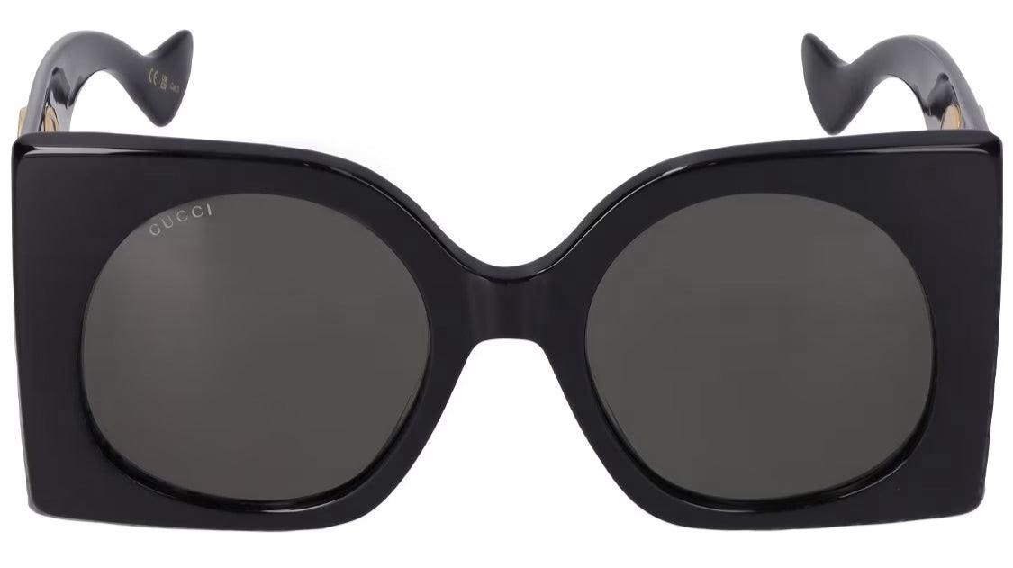 Gucci GG1254S 001 Black Gold Grey Oversized Sunglasses - ModaBlvck