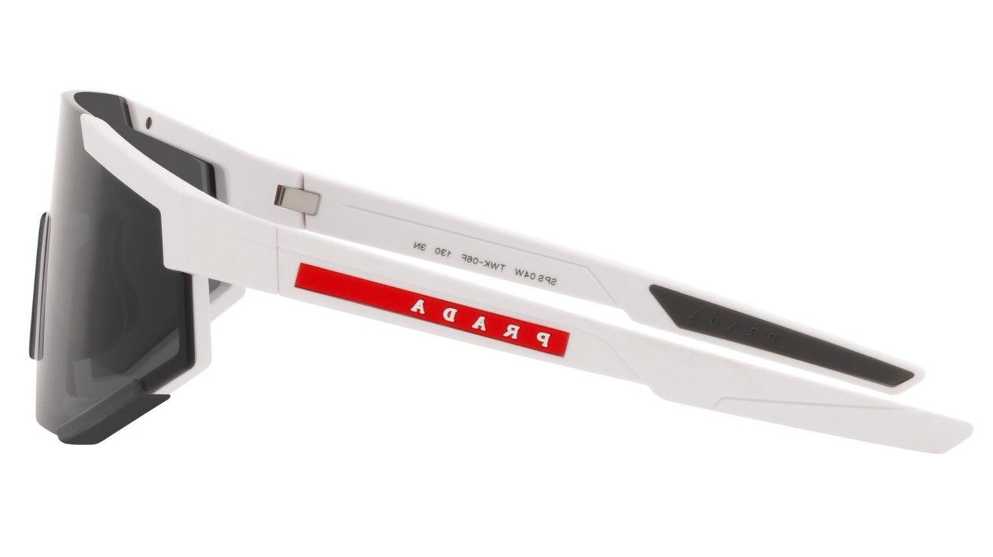 Prada PS04WS White Linea Rossa Shield Visor Sunglasses - ModaBlvck