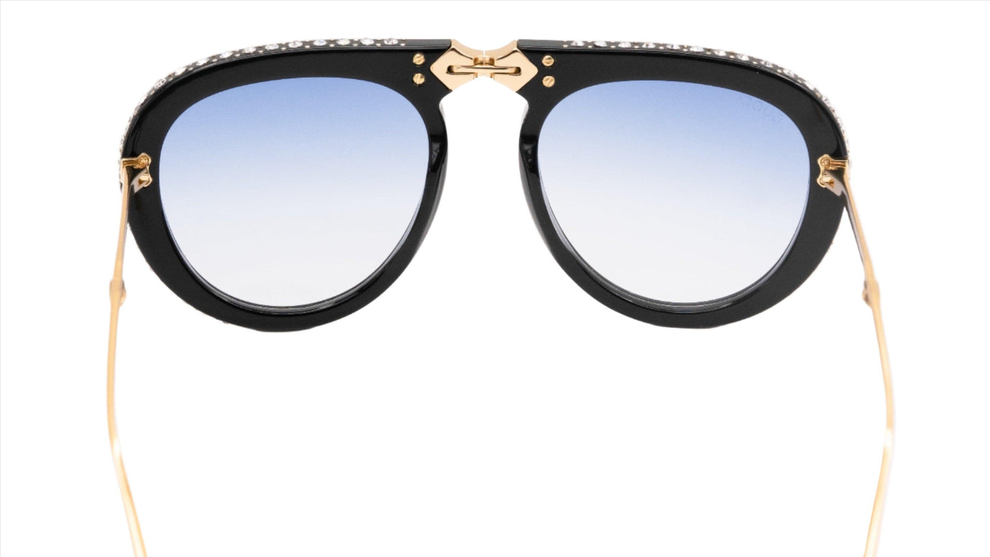 Gucci GG0307S Blue Crystals Engraved Sunglasses - ModaBlvck