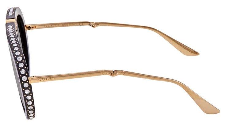 Gucci GG0307S Grey Crystals Engraved Sunglasses - ModaBlvck