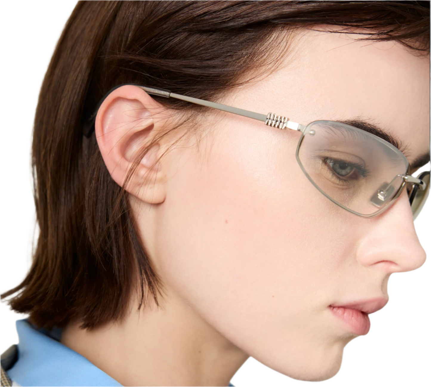 Miu Miu MU A50S Oval Rimless Sunglasses Clear