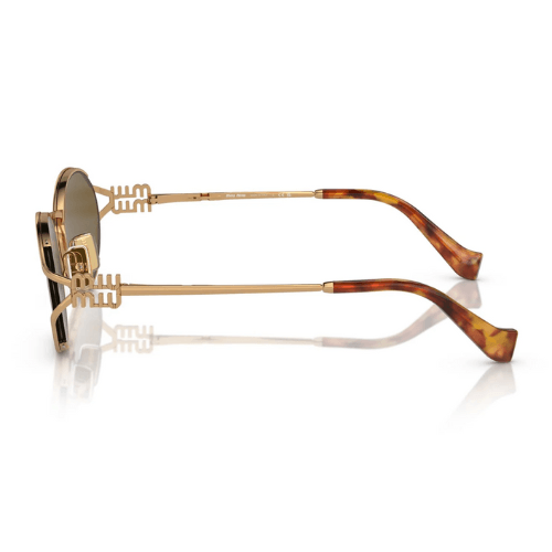 MIU MIU MU52YS 70E01T 54 Metal Oval Gold SUNGLASSES - ModaBlvck