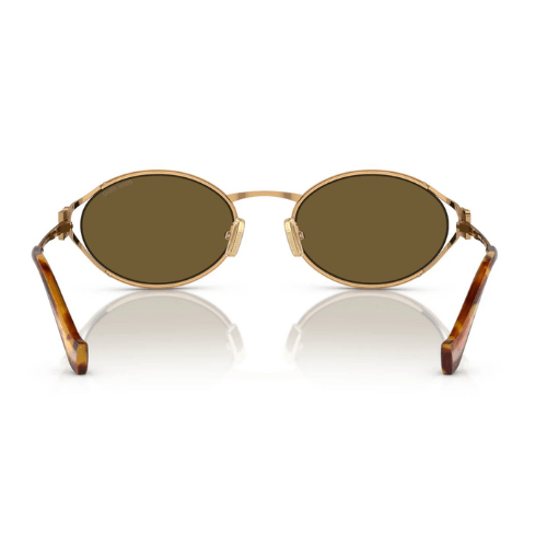 MIU MIU MU52YS 70E01T 54 Metal Oval Gold SUNGLASSES - ModaBlvck