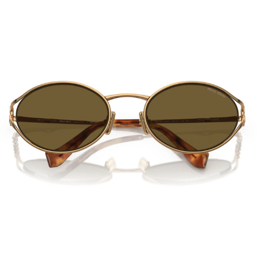 MIU MIU MU52YS 70E01T 54 Metal Oval Gold SUNGLASSES - ModaBlvck