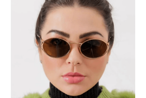 MIU MIU MU52YS 70E01T 54 Metal Oval Gold SUNGLASSES - ModaBlvck