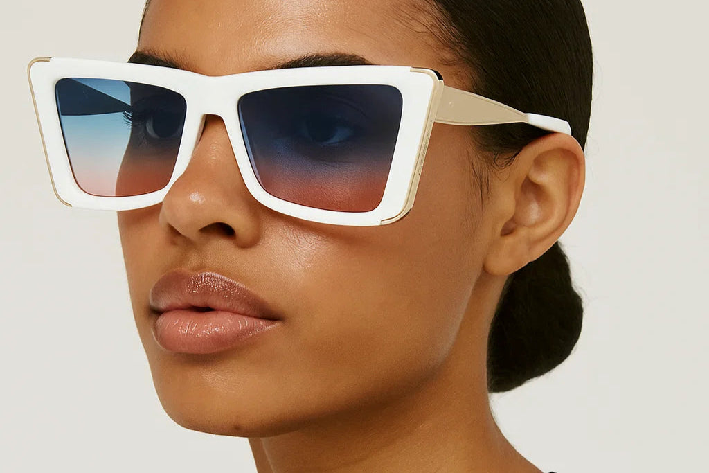 John Richmond RIS.052.03 White & Gold Oversized Square Sunglasses