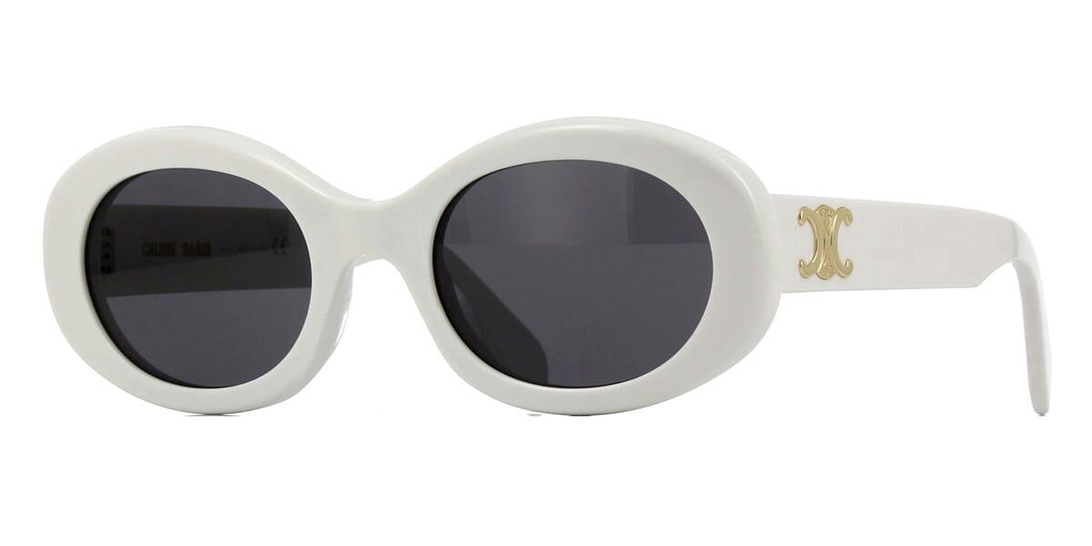 Celine Cl40194U 25A Oval Cat Eye White Sunglasses - ModaBlvck