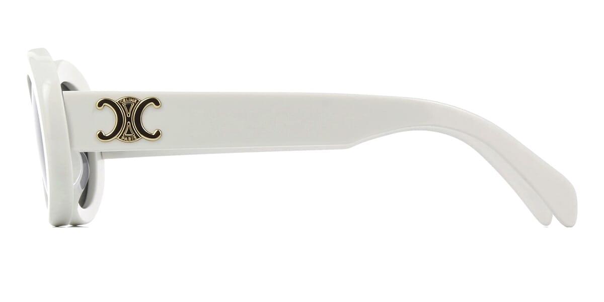 Celine Cl40194U 25A Oval Cat Eye White Sunglasses - ModaBlvck