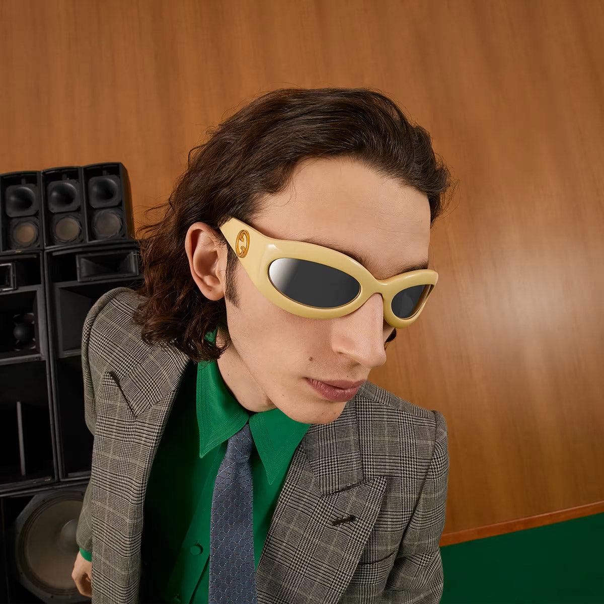 Gucci GG1247S Oval Sunglasses in Yellow/Silver - ModaBlvck