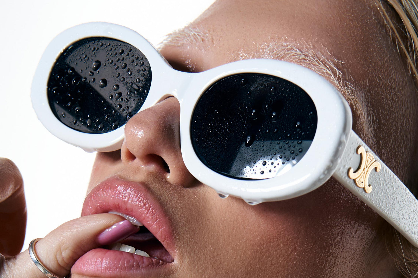 Celine Cl40194U 25A Oval Cat Eye White Sunglasses