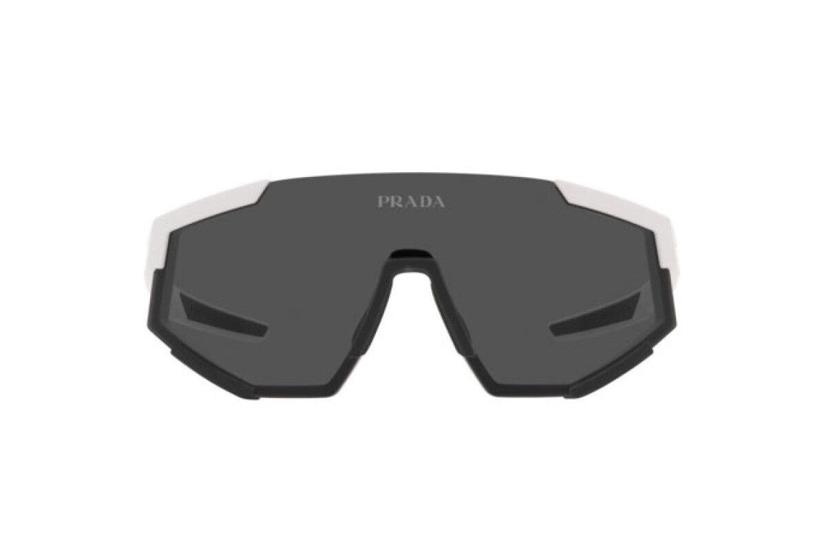 Prada PS04WS White Linea Rossa Shield Visor Sunglasses - ModaBlvck