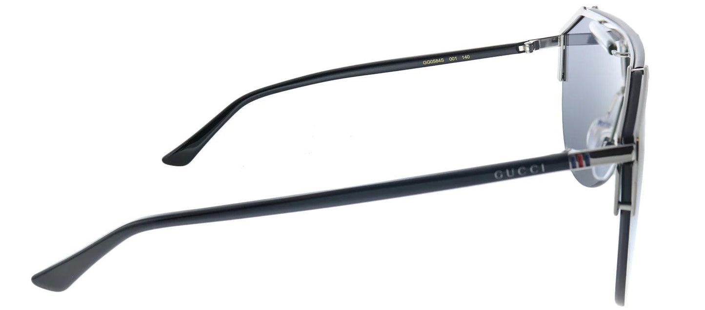 Gucci GG0584S 001 Ruthenium Shiny Black Grey Sunglasses - ModaBlvck