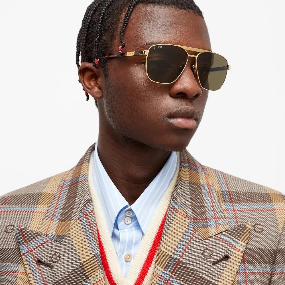 Buy Gucci GG1164 004 Gold Frame with Green Lenses Sunglasses at