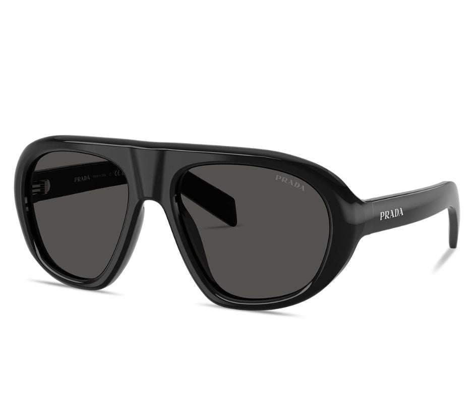 Prada PR C05S 16K08Z Pilot Sunglasses Black / Dark Grey Lens