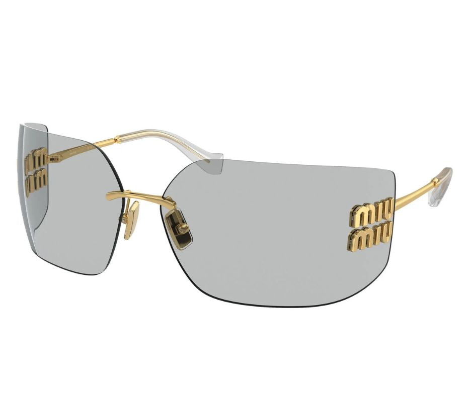 Miu Miu MU 54YS 5AK30B Rimless Rectangle Sunglasses Gold / Light Grey