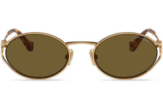 MIU MIU MU52YS 70E01T 54 Metal Oval Gold SUNGLASSES