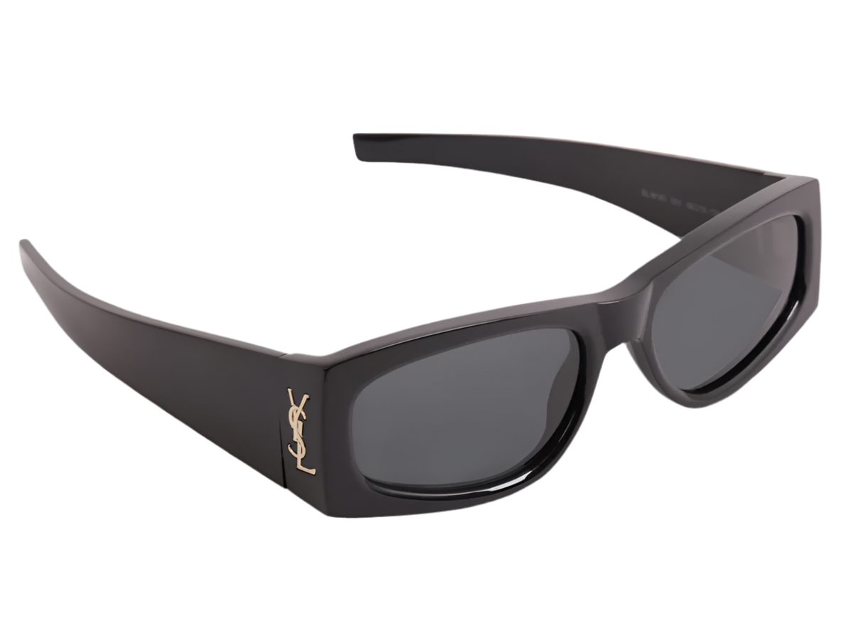 Saint Laurent Sunglasses SL-M140/F-001 Rectangle Black Frame Grey Lens